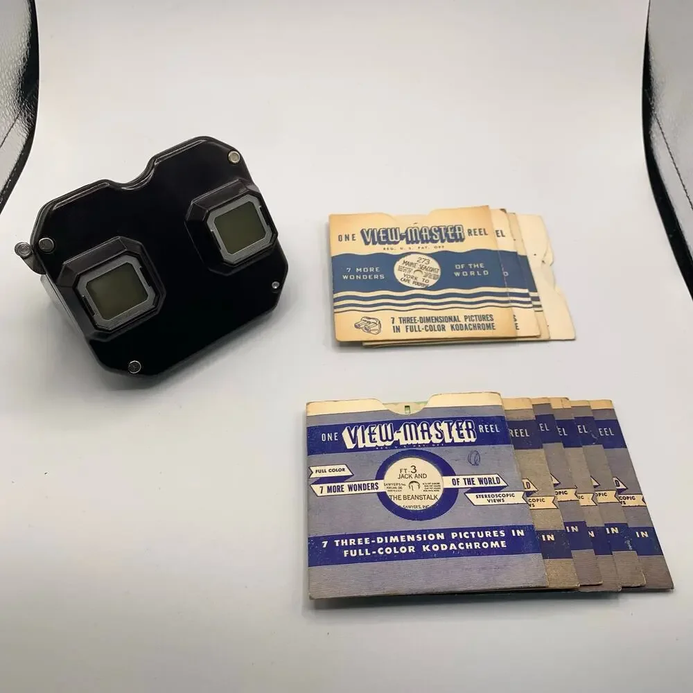 Vintage View-Master Model C Black Bakelite Stereoscopic Viewer & Reels Lot